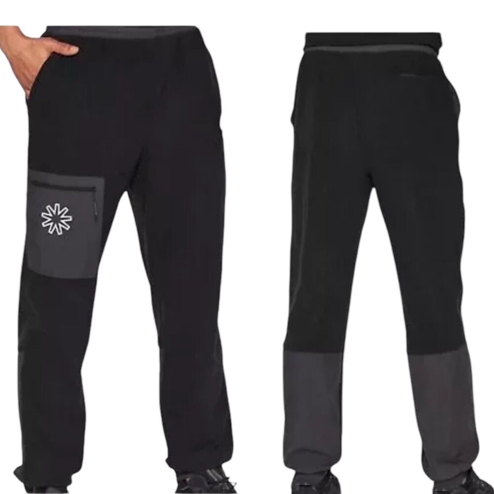 Rains Pants Mens L Black Fleece Jogger Zip‎ Pockets 18660 Active Performance